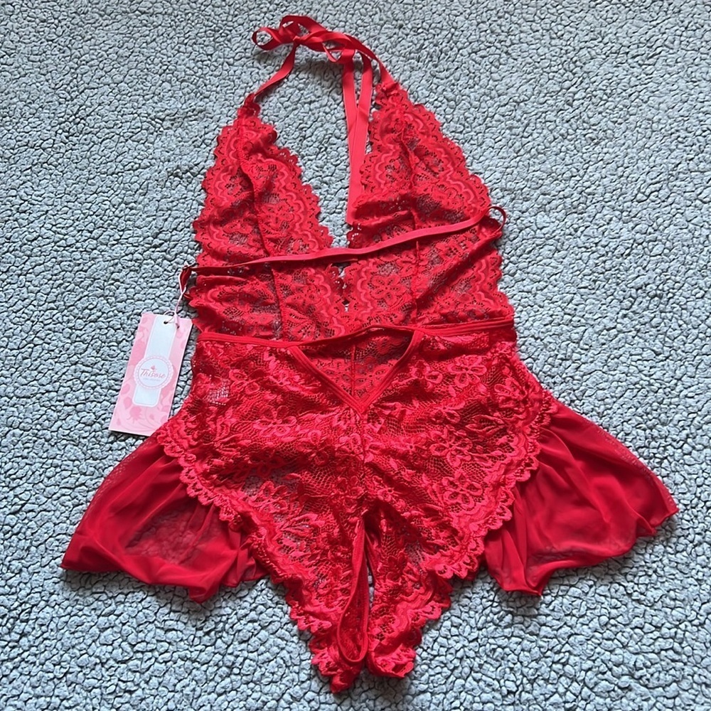 NWT Thisrose Sexy Teddy Lace Halter Babydoll Lingerie - Picture 8 of 10